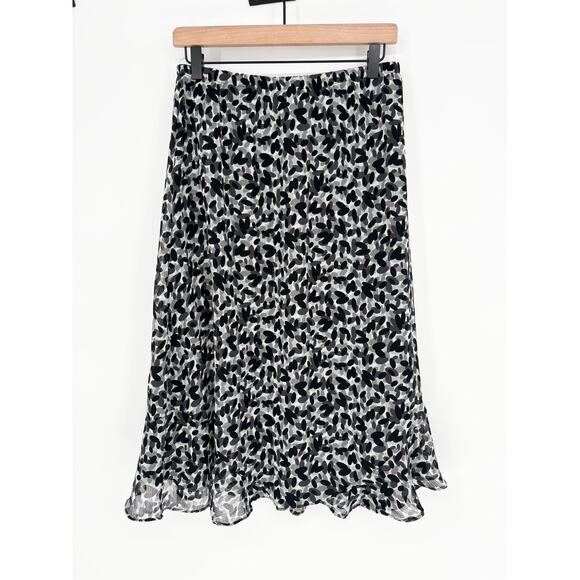 Notations Y2K Black White Asymmetical Ruffle Hem Midi Skirt Size S - Picture 3 of 6